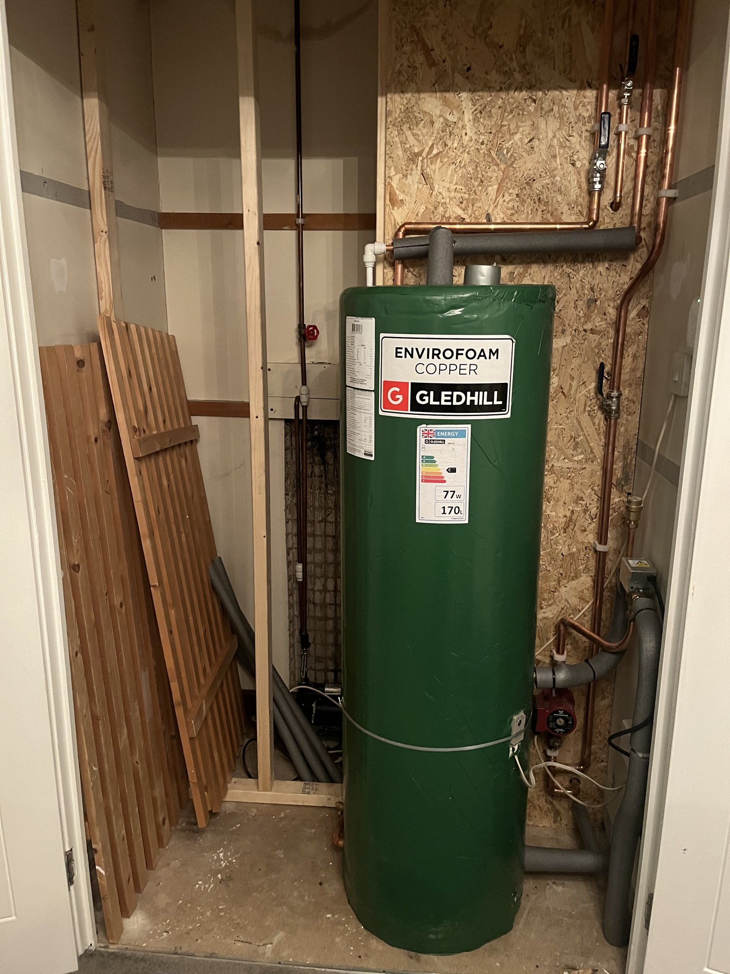 New hot water cylinder fitted