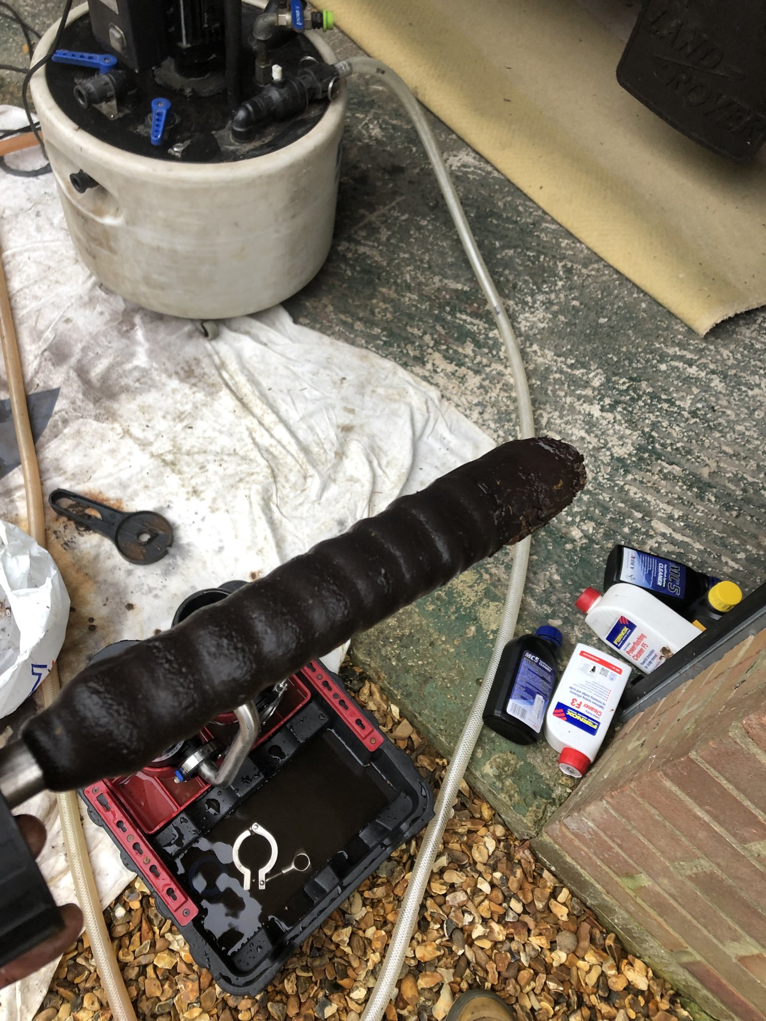 Power flush equipment connected to the system
