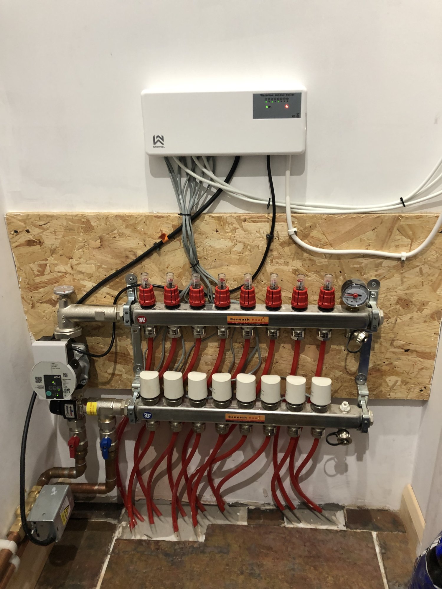 Completed underfloor heating system